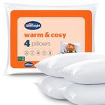 Silentnight Warm & Cosy Pillow 4 Pack - Supremely Quality Super Soft Snug Comfy Winter Bed Pillows For Side Back Sleepers - Medium Support Machine Washable Hypoallergenic Four Pillows