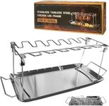 MEFUWXTE Chicken Leg Holder, Oven-Safe Tray, 100% Stainless Steel Chicken Roaster, for 14 Legs, for Oven & Grill, Chicken Grill Stand & BBQ Rack (14 Slots)