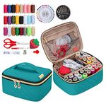 LoDrid Sewing Kit, Portable Flannel Bag with Complete Sewing Supplies for Travel & Home, Sewing Repair Kit Tools for Beginners, 24 Color Threads, 30 Needles & Sewing Accessories, Green(Patented Design)