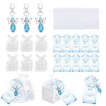 SaSbSc 30 Set Baptism Party Favors for Guest Angel Keychain with Memorial Thank You Tags Gift Bags Boxes Baptism Decoration Baby Shower Souvenirs Return Gifts for Boys