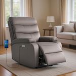 DROGO Valerium Electric Motorised 1 Seater Recliner Sofa with Rapid Recline Technology, Premium Suede Fabric & Padded Body | Recliner Chairs for Home Relax with USB Charge Port (Grey)