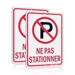 Faittoo Ne Pas Stationner, Stationnement Interdit, Panneau de Stationnement, 2 Packs 10 par 14 pouces, réfléchissant Aluminium sans Rouille. (2 Pack) French No Parking Sign, 14" x 10" Aluminum