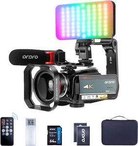 ORDRO 4K Video Camera Camcorder AC5 Plus Vlog Camera with 12X Optical Zoom &120X Intelligent Zoom Vlog Camera for YouTube with Mic,LED RGB Light Wide Angle Lens Handheld Holder 2 Batteries