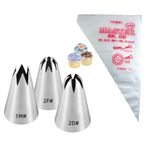 HUSAINI MART | 2D 1M 2F DIY Cream Rose Flower Piping Nozzles Stainless Steel with 25 Disposable Piping Bags Cupcake Pastry Tips Nozzle Bakery Cake Decoration Tool Set