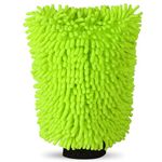 AIDEA Car Wash Mitt Microfiber, 1PK-Scratch Free& Lint Free, Premium Chenille Microfiber Wash Mitt-Green Regular Size (7.12''X10.14'')
