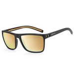 ZENOTTIC Polarized Sunglasses for Men Lightweight TR90 Frame UV400 Protection Square Sun Glasses (S01 Black Frame/Gold Mirrored Lens)