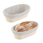 2 Packs 10 inch Oval Shaped Banneton Proofing Basket Set,YEESON Sourdough Bread Proofing Basket Baking Dough Bowl with Cloth Liner for Home Bakers