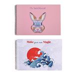 Papboo Magic & Rabbit - A5 Artist Sketch Book - Drawing Book, with Back Support-Cartridge 140 GSM- 2 * 60 Pages- (Matte Finished Cover)