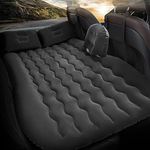 AmFor Car Air Mattress Bed,Removable Camping Mattress for Car Back Seat,Portable Car Bed,Travel Car Air Mattress,Sleeping Inflatable Mattress,Two Air Pillows,Flocking Surface,Car Universal(Black)