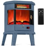 RealSmart Electric Fireplace Heater 22'' Freestanding Fireplace Stove Infrared Fireplace with 3D Flame Effect Remoted Control, Timer, Overheating Protection (Blue)