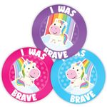 Stone Melon School Reward Stickers 144 I was Brave Unicorn Bravery Stickers 30mm Round Awards Nursery Teachers Parents Children Kids