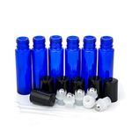 ZEJIA 10ml Roller Bottles 6Pack Cobalt Blue Thick Glass Essential Oil Roller Bottles Stainless Steel Roller Ball with 2 Droppers