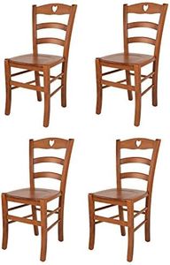 t m c s Tommychairs - Set 4 sedie modello Cuore per cucina bar e sala da pranzo, robusta struttura in legno di faggio color ciliegio e seduta in legno