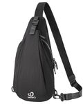 WATERFLY Small Crossbody Sling Bag: Lightweight Women Men Sling Backpack Stylish Casual Cross Body Bag Adjustable Straps Chest Bag Daypack for Shopping Hiking Travelling(Black)