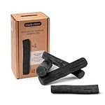 BLACK+BLUM | Charcoal Water Filter Sticks | Traditional Japanese Charcoal Water Filter System, Hydration + Carbon Filter for Water Bottles + Water Dispensers | 4 Pieces, Last 6 Months Each, Wood Black