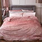 Sienna Crinkle Full Crushed Velvet Duvet Cover with Pillowcase Valencia Bedding Set, Blush Pink - Superking