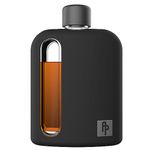 Ragproper Modern Glass Hip Flask for Men with Cork & Silicone Lid Liners - Durable Silicone Covered Flask for Whiskey, & Other Liquor (Double Shot 240ml, Black)