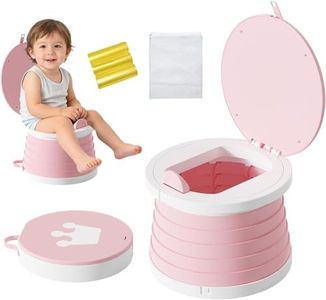 Portable Foldable Toddler Travel Potty - Medium Pink Potty Seat, Emergency Toilet for Car Camping Hiking, Lightweight Potty Chair for Indoor Outdoor Toddler Use (Pink)