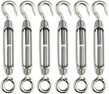FEPITO 6 Pieces Turnbuckle Wire Tensioner M4 Stainless Steel Turnbuckle Tensioner Adjustable Turnbuckle Hook and Eye Set Heavy Duty