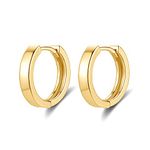 Silver Hoop Earrings for Women, 8mm Gold Plated Small Hoop Earrings, Hypoallergenic Sleeper Huggie Hinged Cartilage Earrings