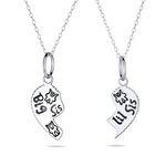 2 PCS BFF Best Friend Sisters Big Sis Lil Sis Split Broken Puzzle Heart Break Apart Pendant Necklace For Women Sterling