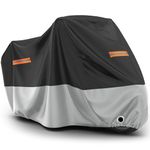 Favoto Motorbike Cover Waterproof Outdoor Motorcycle Cover All Season Protection Rain UV Dust Protective Motorcycle Garage Cover Winter-proof with 1 Windproof Buckles Lock Hole (96.5 x 41 x 49.2 Inch)