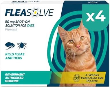 Cat Flea Treatment Spot On x 4 Pack - Flea Treatment Cat Spot On for Cats & Kittens Over 1kg - Fast-Acting FleaSolve Solution - 4 x Pipettes