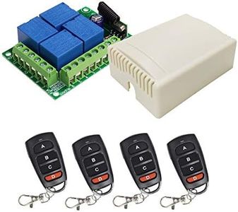 QIACHIP Interruttore 4 Canali 12v Con Telecomando, Senza Fili Relè Modulo controllo remoto 10A 433Mhz Ricevitore radiocomand Con 4 Trasmettitore RF per luci, porta del garage, motore