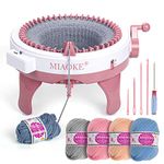 Knitting Machine 48 Needles,Smart Loom Knitting Machine with Row Counter,Knitting Board Rotating Double Knit Loom Machine for Adults/Kids Gift,DIY Knit Scarf Hat Sock(with Wool)