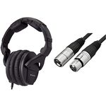 Sennheiser Professional HD 280 PRO Over-Ear Monitoring Headphones & AmazonBasics XLR Male to Female Microphone Cable - 6 Feet, Black