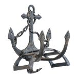 MyGift Wall Mounted Hose Reel Rack, Nautical Cast Iron Ship Anchor Garden Water Hose Holder, Decorative Seaside Boat Dock Themed Hook for Hanging Gardening Equipment