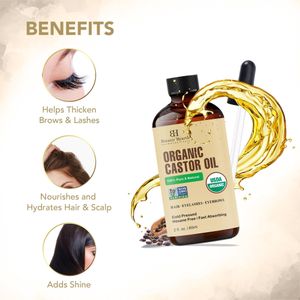 Botanic Hearth Castor Oil, 2oz – Cold Pressed, Organic, Hexane Free, Vegan