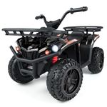 Costzon Kids ATV 4 Wheeler, 24V Electric Ride On Quad with LED Headlights, Music & Stories, Multi-Terrain Ride On Toy with Front & Rear Storage for Boys Girls 3+ Years Old (Black)