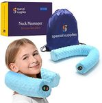 Special Supplies Sensory Vibrating Neck Pillow for Kids and Adults Plush Velvet Soft Cover with Textured Therapy Stimulation, Mind and Body Calming Relaxation - Blue