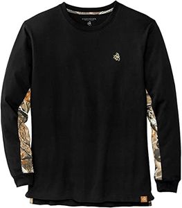 Legendary Whitetails Men's Backcountry Insect Repellent Long Sleeve Camo T-Shirt-Casual Crewneck Pullover Regular Fit, Black, 4X-Large