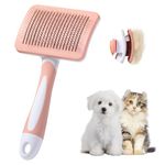 Vinabo Brush for Dogs and Cats, Self-Cleaning for Small Dogs, Cat Brush, Pet Brush, for Dogs and Cats, Eliminate Tomentose Undercoat Tangles-Cinnamon