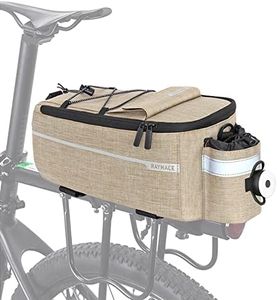 RAYMACE Bike Trunk Cooler Bag With Tail Light,Bicycle Rear Rack Bag Insulated Storage 8L,Pannier Bag (Beige)