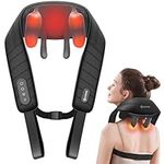 COMFIER Shiatsu Neck Massager with Heat, 4D Deep Kneading Cordless Shoulder and Back Massager, Electric Rechargeable Massage Pillow for Neck Shoulder Back, Adjustable strength