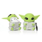 YIGEYI Silicone Case Compatible with Airpods 1&2 Funny Cute 3D Cartoon Cover [Yoda Alien Design] (Gray)