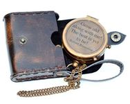 Antique Nautical Vintage Directional Magnetic Compass with Famous Scripture Quote Engraved Baptism Gifts with Leather Case or Wooden Case for Loved Ones, Son, Father, Love, Partner, Spouse, Fiancé