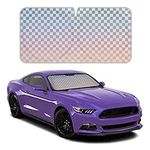 BDK Checker Gradient Car Window Sun Shade Auto Shade for Windshield Visor, Block UV Reflect Heat to Keep Your Car SUV Truck Cool Jumbo 64"x32"