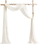 Party with Emma Wedding Arch Draping Fabric 20Ft Chiffon Fabric Drape Arbor Drapery Wedding Ceremony Reception (White)