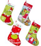 GYGOT 4 Pack Christmas Stocking,18 Inch Large Green Christmas Stockings Christmas Decorations for Family Holiday Party Decor