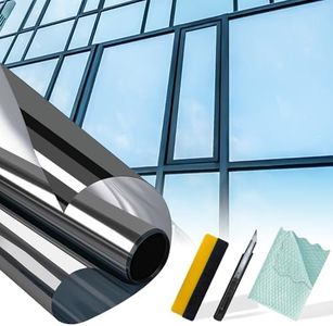 Niviy One Way Mirror Window Film Window Tint for Home with Installation Tools, Sun UV Blocking Heat Control and Daytime Window Film See Out Not in for Home Office (Black-Silver, 29.5 x 78.7 inch)