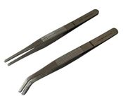 PagKis 6 Inches Kitchen Tweezer Tongs for Cooking Culinary - Set of 2 (Straight and Curved)