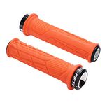 FIFTY-FIFTY Mountain Bike Handlebar Grips, Single Lock-on MTB Grips, Comfortable Bicycle Locking Grips, Non-Slip MTB Handle Grips for All Mountain, Enduro, Downhill (Orange)