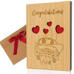 Wedding Card Wooden Wedding Cards for Bride and Groom Just Married Wedding Day Cards Congratulations Card for Wedding Friends