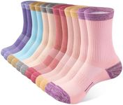 BUDERMMY Walking Socks Womens 6 Pairs Hiking Breathable Cushioned Socks Women Comfortable Anti Blister Casual Crew Socks Ladies Outdoor Multipack Performance Athletic Socks（multicolor 6pack 6-8）