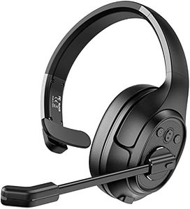 EKSA Noise Cancelling Trucker Bluetooth Headset with Microphone Wireless AI-Powered ENC Headphones, 99ft Long Range, 30H of Talk Time, All-Day Comfort On Ear Headsets Mute Button