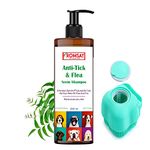 ROMSAY Anti-Tick & Flea Neem Shampoo For Pets With Bath Brush|Use In Shampoo Dispenser|Massaging|Body Scrub|Dog Accessories|Flea & Tick For Dog & Cat Shampoo (200 Milliliter)